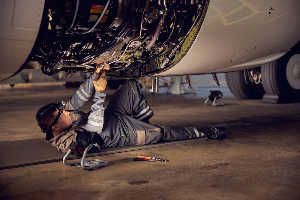 Aircraft mechanic training session